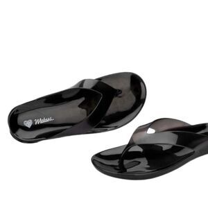 Melissa Flip Flop Jelly Sandals Thongs 5 Y2K Beach Vacation Everyday Pool Black